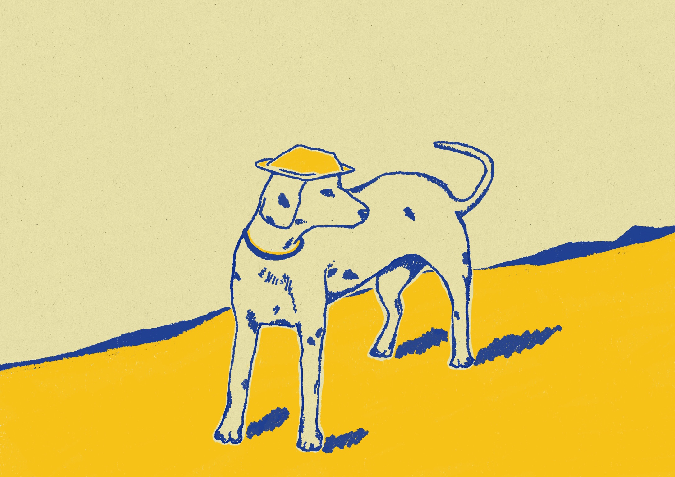 Illustratie hond met hoed